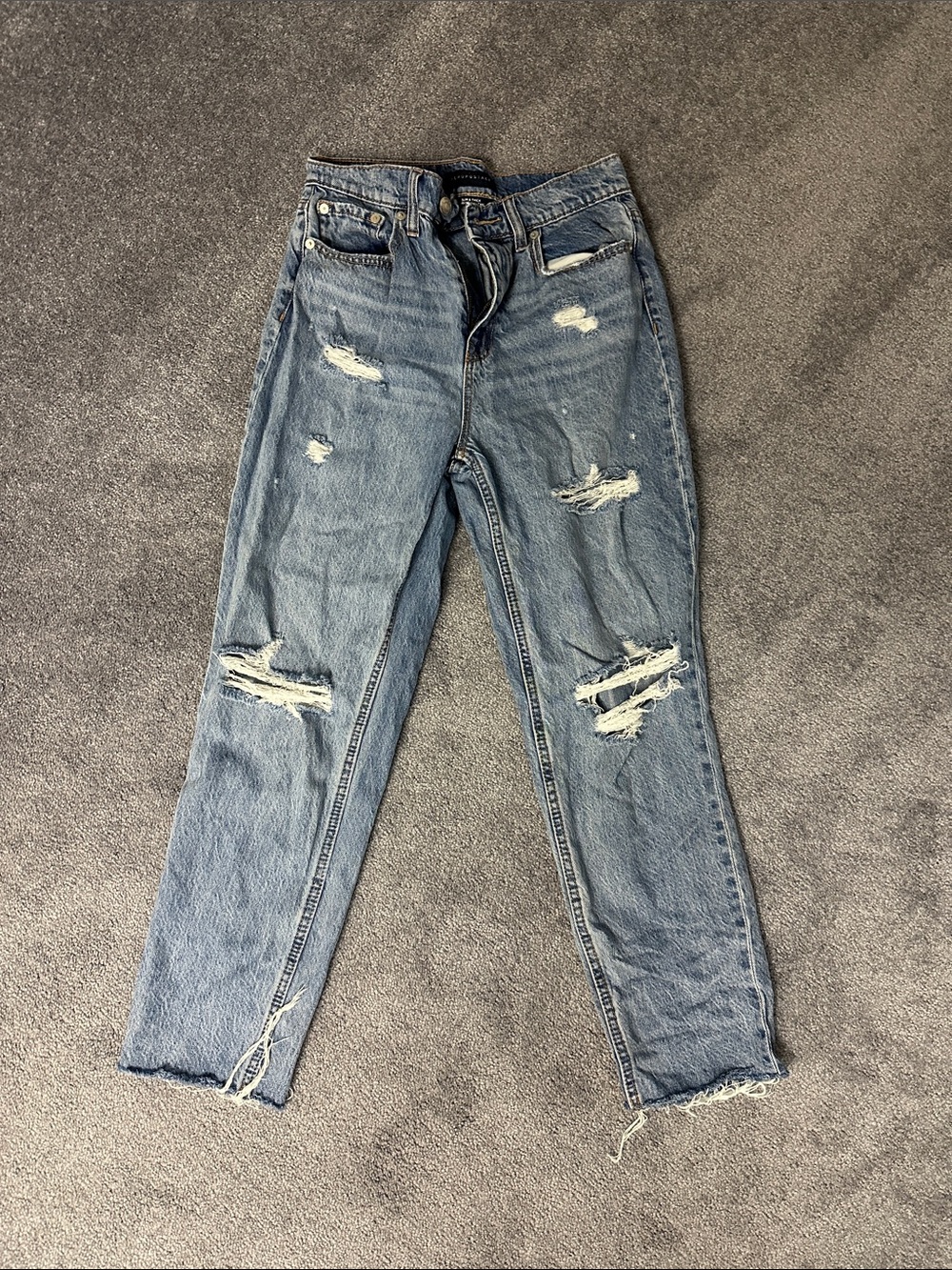 Aeropostale Women's Distressed Light Wash Mom Jeans